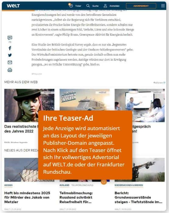 Teaser Ad screen